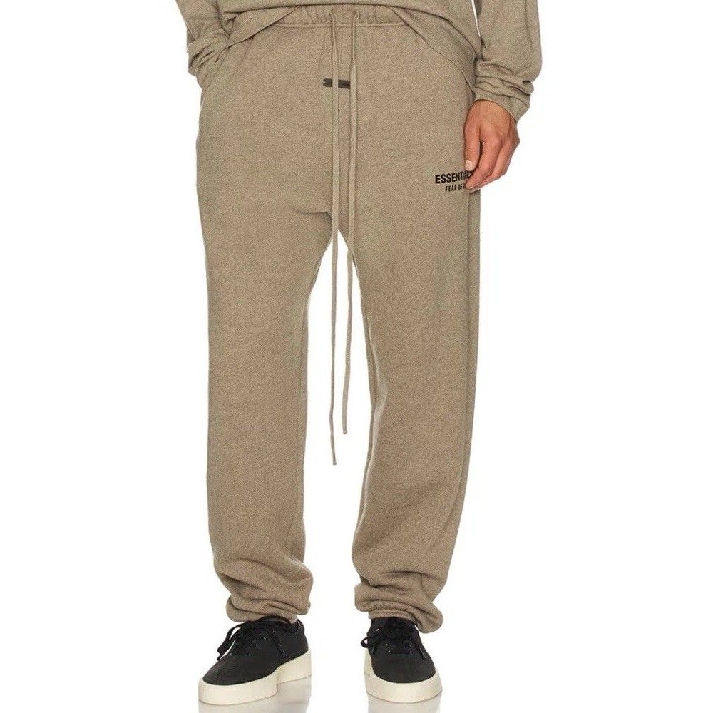 Essentials Fear of God Men's Dark Oatmeal Fleece Sweatpants Drawstring Size M